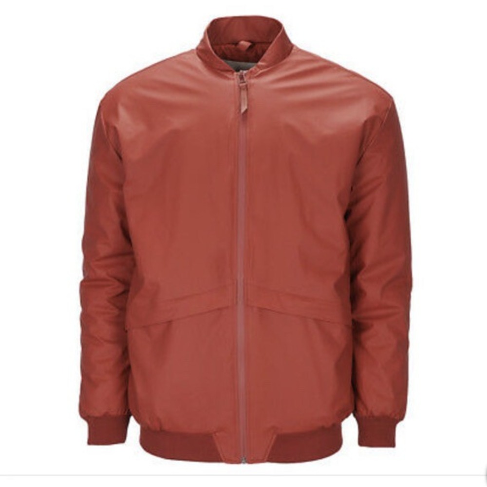 RAINS Mens Red Waterproof B-15 Thermal Unisex Bomber Jacket Size L/XL